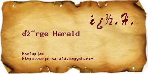 Ürge Harald névjegykártya